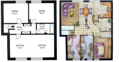 Tetőtéri lakás lakberendezési, teljes átalakítási és belsőépítészeti terve